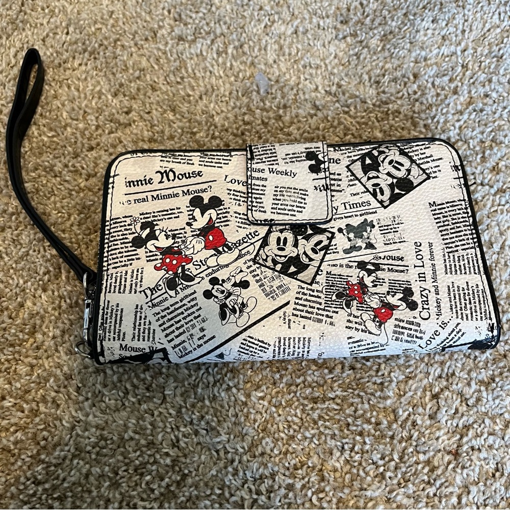 Minnie Mouse Newspaper Print wristlet Wallet